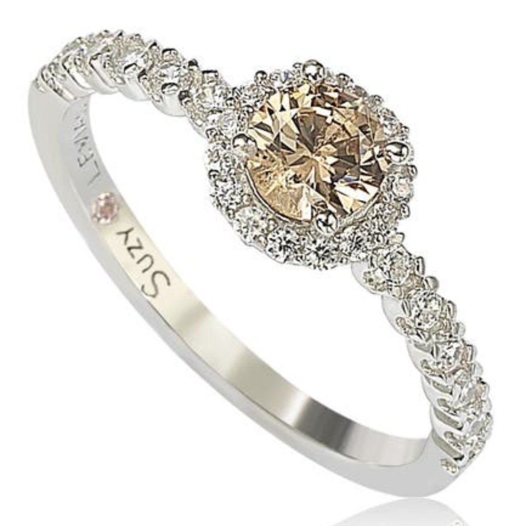 Suzy Levian Sterling Silver Brown Cz Bridal Ring 125$